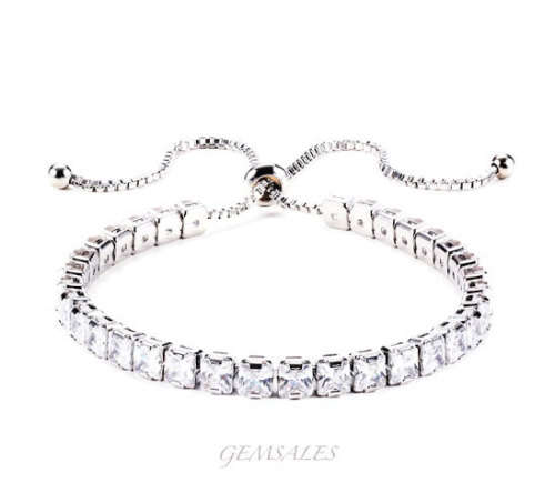 .25ct x 37 Brilliant Cut CZ #Exquisite Hand Inlay# Adjustable Tennis Bracelet 24cm
