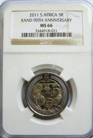 NGC GRADED MS66 SARB 90th ANNIVERSARY 2011 R5 COIN@@@@CRAZY R1 STRART!!!!!!!!!!!!!!!!!!!!!