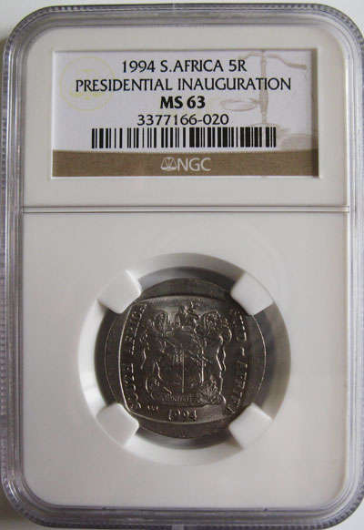 WOW - INAUGURATION~ MANDELA~NGC GRADED~ INVEST NOW!!!~ MS 63@ CRAZY R1 START!!!!!