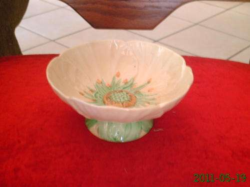 Carltonware Butter Dish, round in Yellow and green
