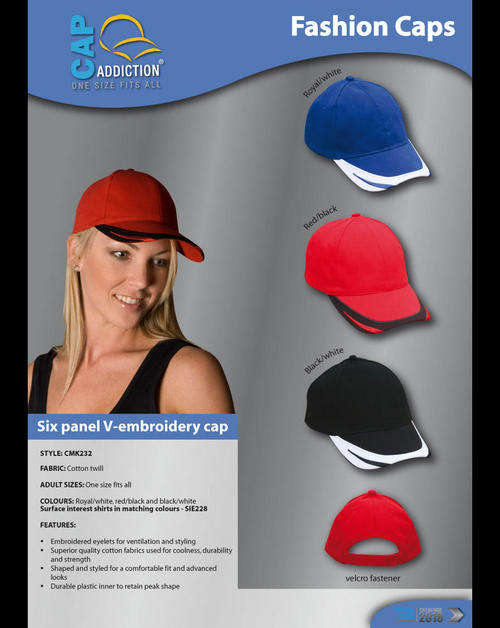 SIX PANEL V-EMBROIDERY CAP (UNISEX)