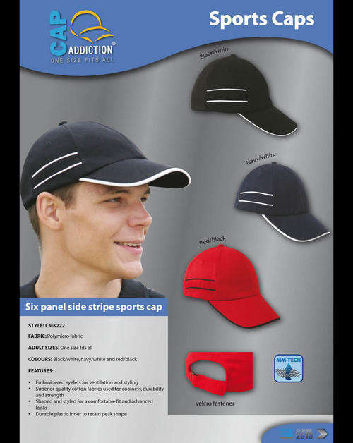 SIX PANEL SIDE STRIPE SPORTS CAP (UNISEX)