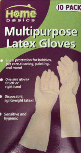 PACK OF 10 MULTI-PURPOSE LATEX GLOVES