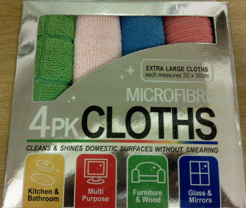 PACK OF 4 MICROFIBRE CLEANING CLOTHS (30 X 30 CM)