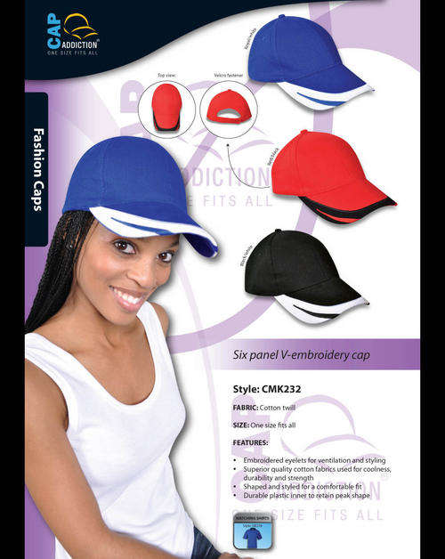 Six Panel V-Embroidery Cap - Unisex