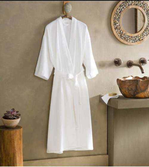 Medium Unisex Heavy White Towelling Gown - Luxury