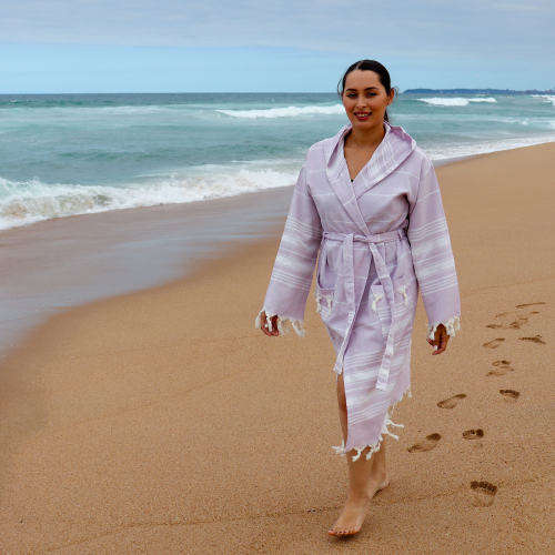 Turkish spa bath robe with hood size  LARGE