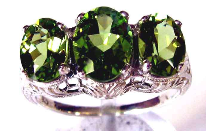 Remarkable, Sterling Silver and Genuine Peridot Ring.