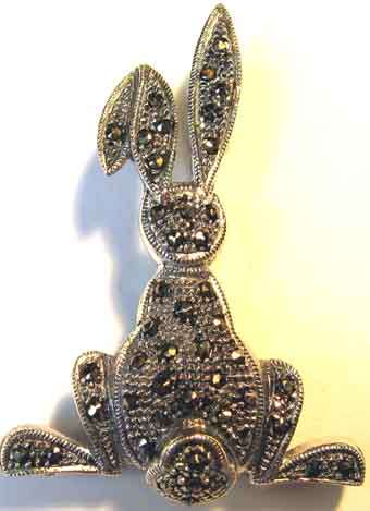 Sterling Silver and Marcasite Bunny Rabbit Brooch