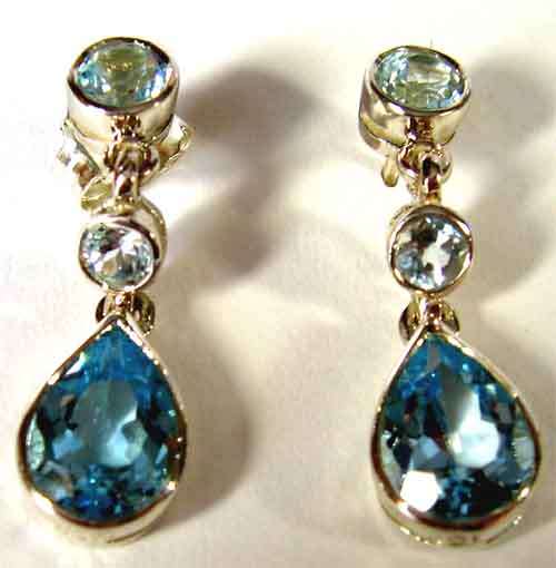 Terrific , A pair of Sterling Silver and Genuine Sky-Blue Topaz Earrings.