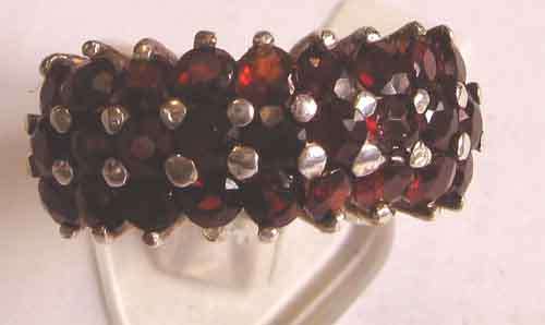 Genuine  Sterling Silver  and  Garnets Ring.