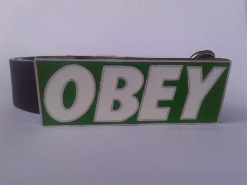 Obey Belt Buckle - Green/White Colour