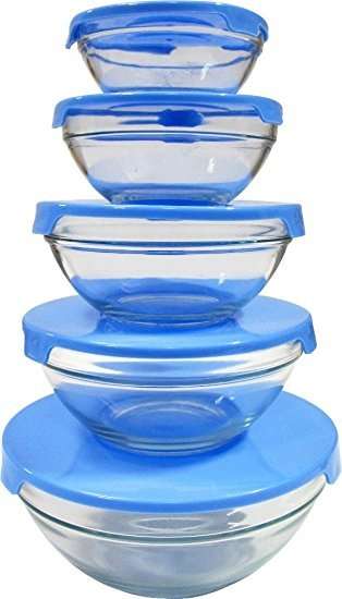 5 Pc Glass Mixing And Storage Bowl Set