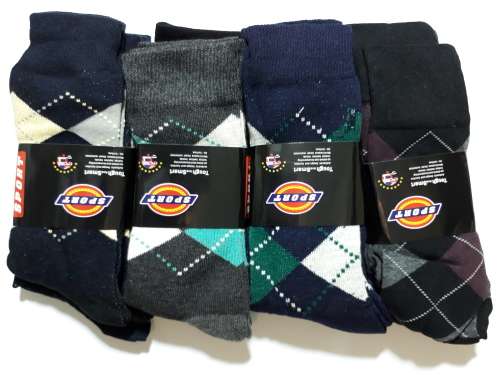 12 Pack Cotton Argyle Dress Socks Assorted Colours