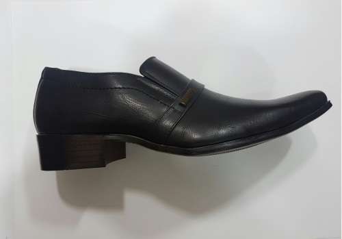 Black Leather Slip On Wider Fitting Shoes - 6 7 8 9 10 11