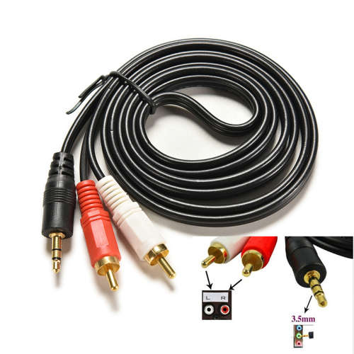 3.5mm Stereo Mini Jack To 2 RCA Audio Adapter Cable Lead - 1.3m