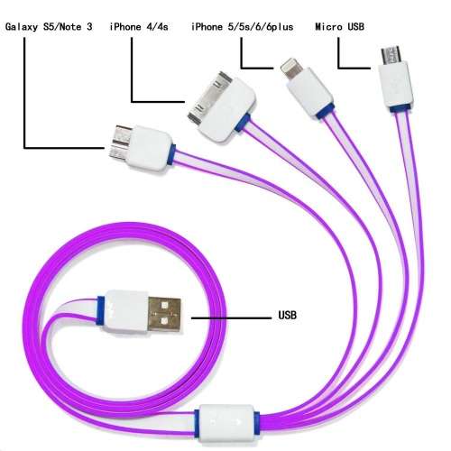 4 in 1 usb Cable Charging Cable - iPhone, Samsung, HTC & LG