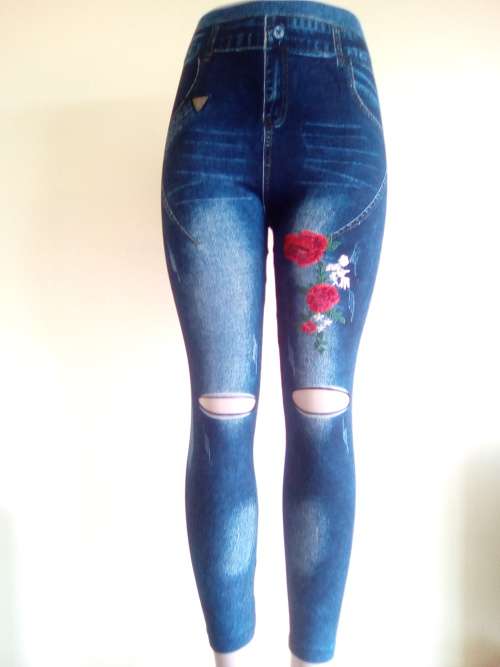 Printed Jean Stretchy Jeggings For Women