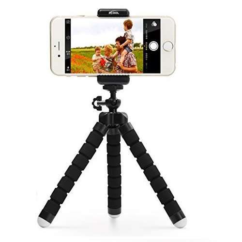 Black Mini Spider Tripod + Cell Phone Holder Canon Nikon Sony Camera