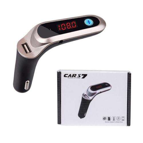 CARS7 Bluetooth Car Charger, FM Transmitter with Digital Display (Silver)