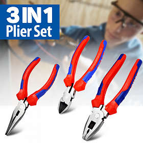 3 in 1 Plier Set - Straight Long Nose Side Cutter