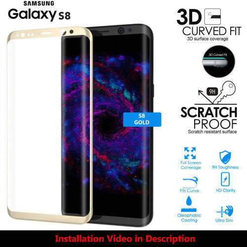 Full Cover Tempered Glass Screen Protector for Samsung Galaxy Note 8 Gold