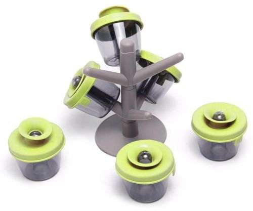 Tree Shaped Pop-up Spice Rack with 6 Spice Containers