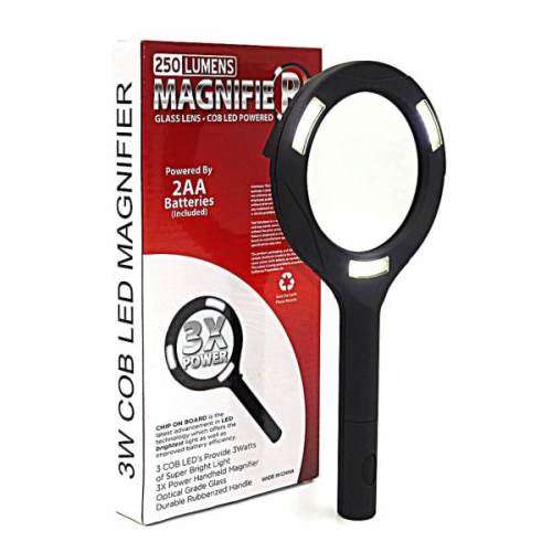 COB LED Powered Glass Lens Magnifier 3X Power