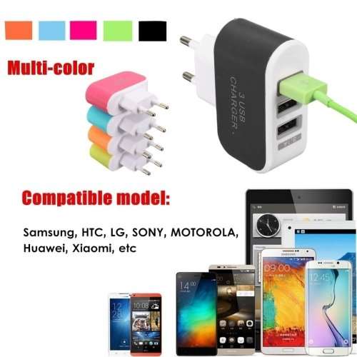 EU Power Plug 5V 3.1A universal 3 port usb wall charger for home and travel charger