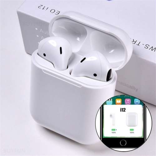 i12 TWS High QualityWireless Earphone Bluetooth 5.0 Touch Earbuds Headset With Charger Box  White