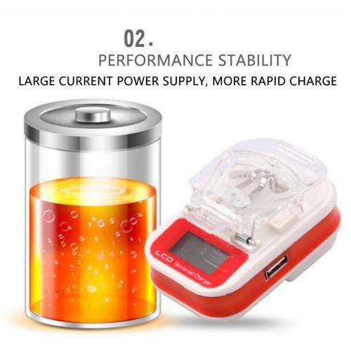 Universal LCD Mobile Phone Battery Charger with USB-Port