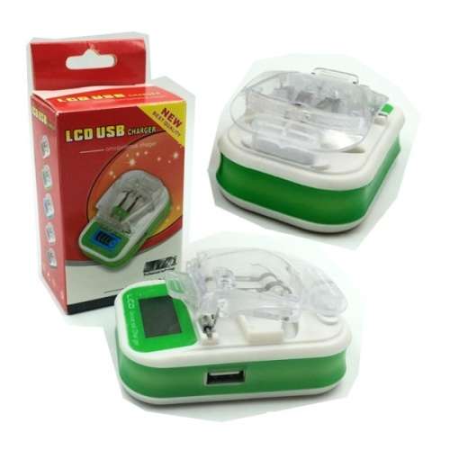 Universal LCD Mobile Phone Battery Charger with USB-Port