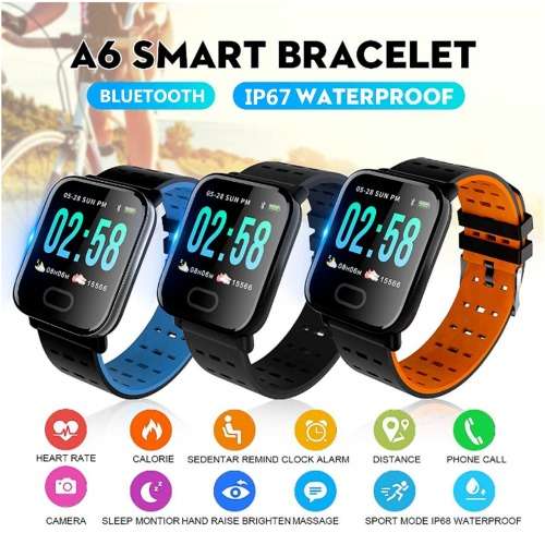 A6 Smart Watch Heart Rate Monitor Blood Pressure Tracker For IOS And Android
