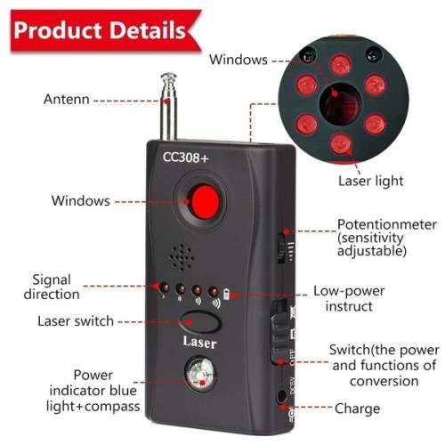 Multi-Detector Full-Range All-Round Detector For Hidden Mini Camera / IP Lens/ GMS / RF Signa