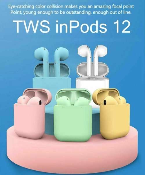 Inpods 12 Bluetooth Wireless Stereo Earphone V5.0 with Airpods Pop-up Window for IOS & Android