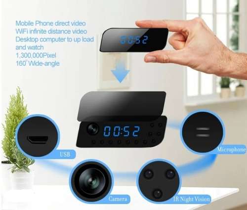 Alarm Clock with Hidden 1080P Camera And Wifi Security Motion Detection