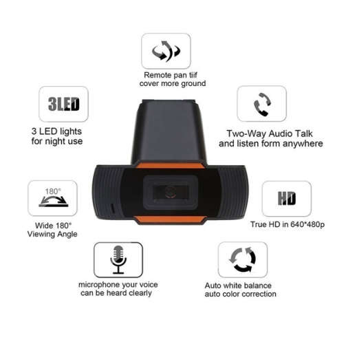 USB 2.0 Computer Camera Live Webcam HD 720P with Microphone