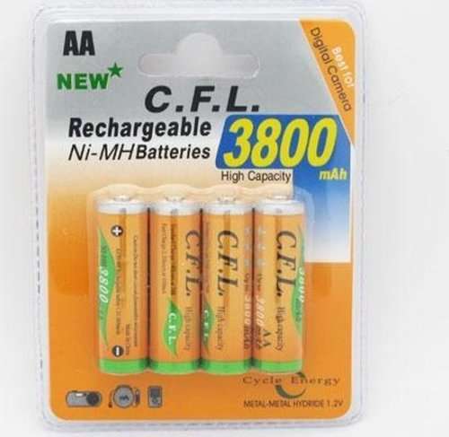 3800 mah Rechargeable MH AA batteries- Pack of 4 batteries
