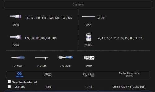 KING TONY 1/4``DR  SOCKET SET WITH BITS 4-13MM 31PC