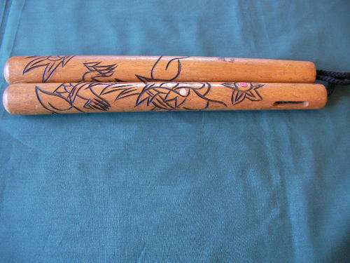 Nunchucks (Engraved with dragons, with wood inlays) - FREE GIFT INCLUDED