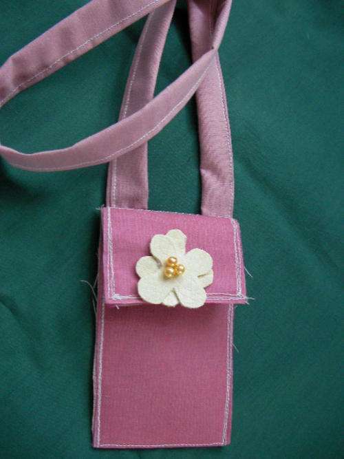Girly poly-cotton/chifon celphone-bag for little ladies(pink carry-sling)