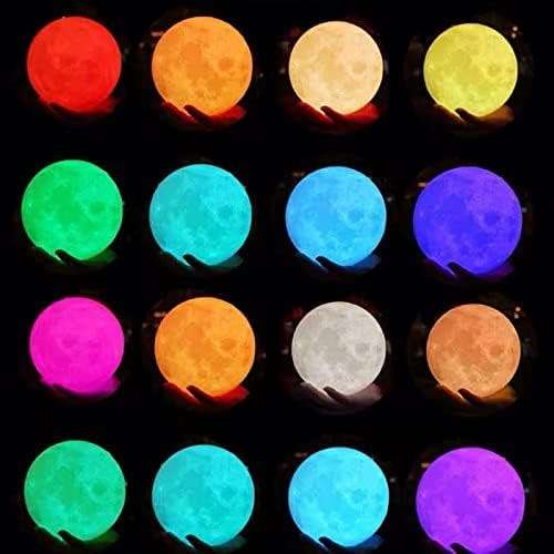 Moon Lamp, 3D Night Moon Lamp for Bedroom with 3 Light Modes, Rechargeable Battery, Touch and Remote