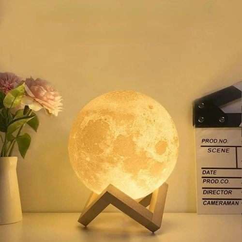 Moon Lamp, 3D Night Moon Lamp for Bedroom with 3 Light Modes, Rechargeable Battery, Touch and Remote