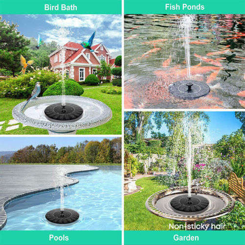 Outdoor Solar Powered Floating Bird Bath Water Fountain Pump Garden Pond