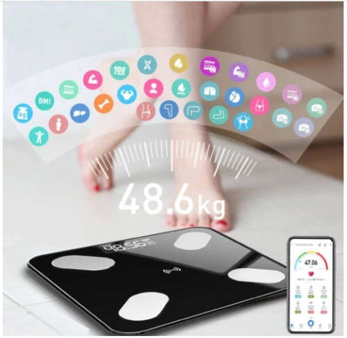 Bathroom Scale Digital Bluetooth Intelligent With Thermometer Smart App Black