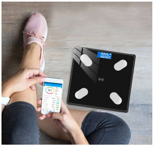 Bathroom Scale Digital Bluetooth Intelligent With Thermometer Smart App Black
