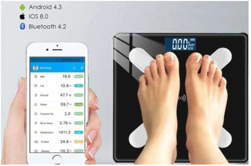 Bathroom Scale Digital Bluetooth Intelligent With Thermometer Smart App Black