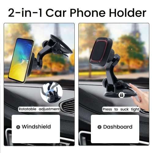 Strong Suction Cup, Magnetic Dashboard & Windshield Universal Phone Mount
