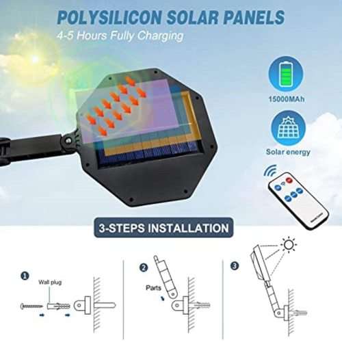 Solar LED Light Outdoor Motion Sensor Solar Wick Remote Garage Yard Patio Garden 168COB