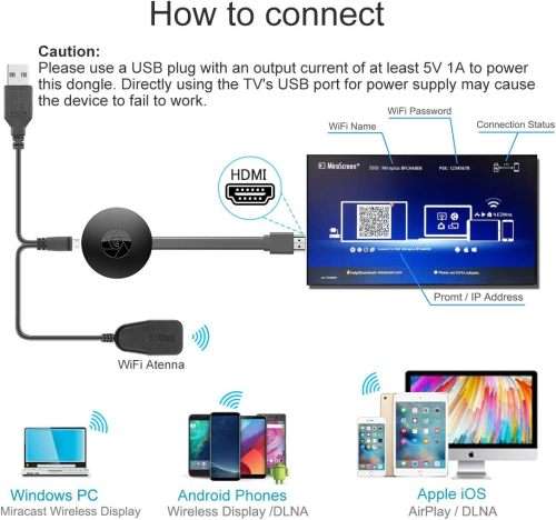 WiFi Display Dongle HDMI Adapter 4K Portable TV Receiver Support Miracast Airplay DLNA TV Stick